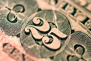 Closeup of fractional currency 25 cents