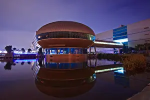 Illuminate Prints: Closeup of Government Complex Building dome shines at Dusk in Bangkok Thailand