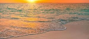 Images Dated 10th August 2019: Closeup sea sand beach. Panoramic beach landscape. Inspire tropical seascape horizon