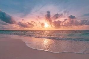 Images Dated 28th May 2019: Closeup sea sand beach. Panoramic beach landscape. Inspire tropical beach seascape horizon
