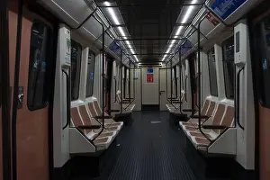 Rail Travel Prints: A closeup shot of the interior of a metro carriage