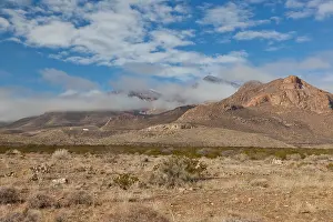 Mountain Pass Prints: Cloud covered mountains in the desert Southwest of El Paso, Texas in North Amerca