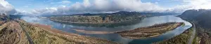 Scenic Corridor Prints: Clouds drift over the Columbia River which runs between Oregon and Washington