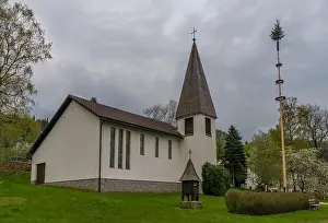 Bavarian Forest Prints: Cloudy dark evening in spring time in Buchenau village in Germany