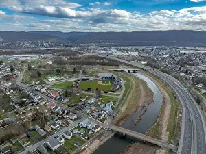 Highways Prints: Cloudy winter - spring aerial image of the surrounding area of the home of the little league world series
