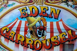 Clown Prints: Clown design on payment kiosk of carrousel
