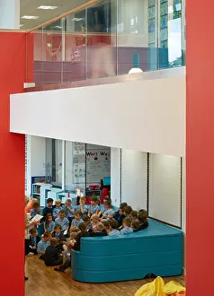 Group Of Prints: Cluster of children in circulation space