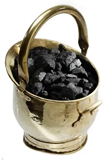 Glow Prints: Coal in an old brass coal bucket