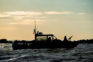 South Carolina Prints: A Coast Guard Station Charleston 29-foot Response Boat - Small crew proceeds toward Station Charleston after completing