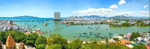 Coastal City Prints: The coastal city of Nha Trang seen from above on a sunny summer afternoon