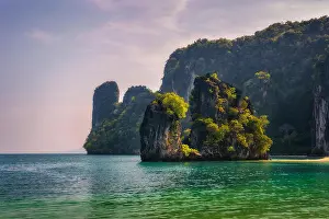 Hong Prints: Coastline with huge cliffs on the Koh Hong island in Thailand