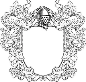 Helm Prints: Coat of Arms Crest Knight Family Shield Heraldry