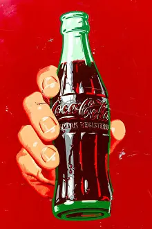 Coke Prints: Coca Cola logo on a vintage Coke machine