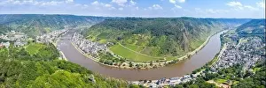 Cochem town at Moselle river Mosel with Middle Ages castle panorama in Germany aerial