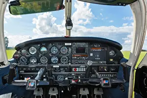 Light Aircraft Prints: cockpit instrument panel of a Piper PA28 light aircraft