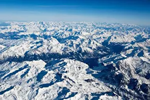 Cockpit view of Mont Blanc, flying over the French and Italian Alps