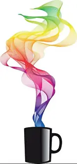 Red Green Prints: coffee with smoke, vector