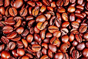 Arabica Prints: Coffee texture. Roasted coffee beans as background wallpaper