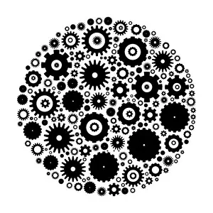 Cogwheel Prints: Cog wheels arranged in circle shape