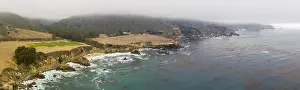 The cold, nutrient-rich waters of the North Pacific Ocean wash against the rocky and scenic coastline of Northern California not far from Monterey