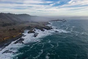 The cold, nutrient-rich waters of the Pacific Ocean beat against the rocky and incredibly scenic coastline of Northern California in Mendocino