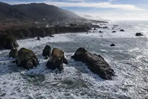 The cold, nutrient-rich waters of the Pacific Ocean beat against the rocky and incredibly scenic coastline of Northern California in Mendocino