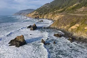 The cold, nutrient-rich waters of the Pacific Ocean beat against the rocky and incredibly scenic coastline of Northern California in Mendocino