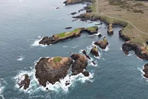 The cold, nutrient-rich waters of the Pacific Ocean wash against the rugged coast of Northern California in Mendocino, just north of San Francisco