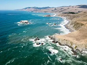Sea Stacks Prints: The cold Pacific Ocean washes against the rugged and wild Sonoma coastline in northern California