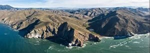 Aerial Landscape Collection: The cold water of the Pacific Ocean washes onto the scenic and rugged coastline of northern