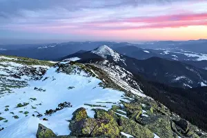 Wonderland Prints: Cold winter day. High mountains with snow