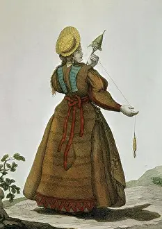 Spinning Prints: COLECCION DE TRAJES DE ESPAÑA-1777-MARAGATA-GRABADOs XVIII-TIPOS POPULARES