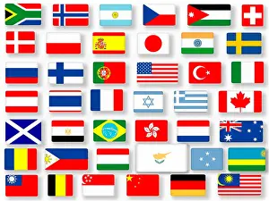 collage of 42 different National flags