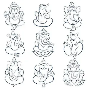 Ganapati Prints: collection of line art Lord Ganpati for Ganesh Chaturthi festival of India