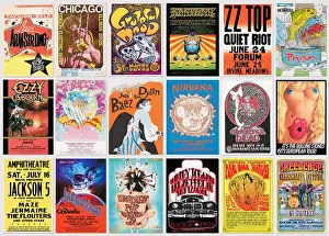Genuine Prints: Collection of old real rock, pop and jazz music concert posters