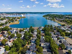 Salem Prints: Collins Cove aerial view at Salem Neck historic district in City of Salem