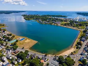 Salem Prints: Collins Cove aerial view at Salem Neck historic district in City of Salem