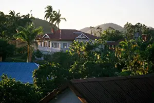 Rural Life Prints: Colonial style bungalow housing and gardens