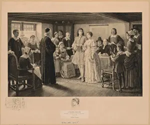 A colonial wedding, the marriage of Dr. Francis Le Baron and Mary Wilder, Plymouth, 1695 / Frederick Dielman R.A