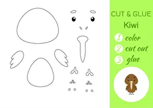 Paste Prints: Color, cut and glue paper little kiwi
