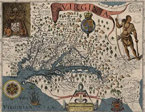 Cartography Prints: Color enhanced version of Captain John Smith's map of Virginia from The Generall Historie of Virginia
