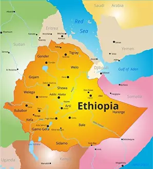 Ethiopian Prints: color map of Ethiopia