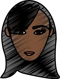 Eyebrows Prints: color pencil cartoon front face brunette woman with short side hairstyle