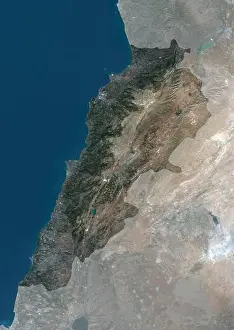 Satellite View Prints: Color satellite image of Lebanon, with mask