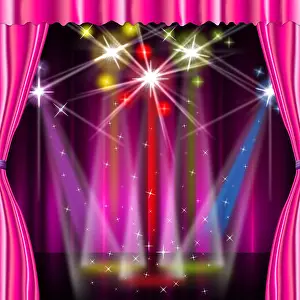 Projection Prints: Color Spotlight Showing Stage Lights And Beam