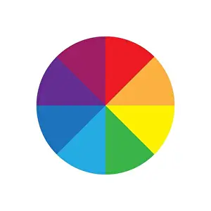 Hues Prints: Color wheel symbol. Vector illustration. Rainbow spectrum hues