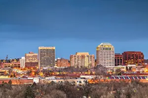 Colorado Springs, Colorado, USA downtown city skyline at dusk