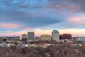 Colorado Springs, Colorado, USA downtown city skyline at dusk