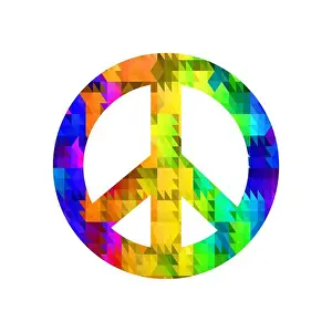 Polygonal Prints: Colored Pacifist Sign Isolated