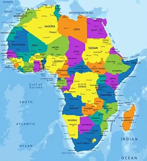 Congo Prints: Colorful Africa political map with clearly labeled, separated layers. Vector illustration